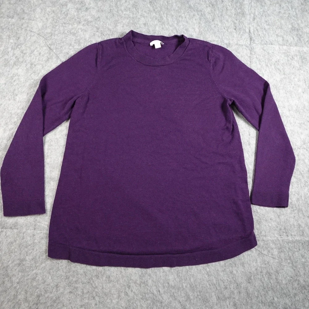 J Jill Sweater Women Small Purple Cotton Blend Long‎ Sleeve Crew Neck Pullover